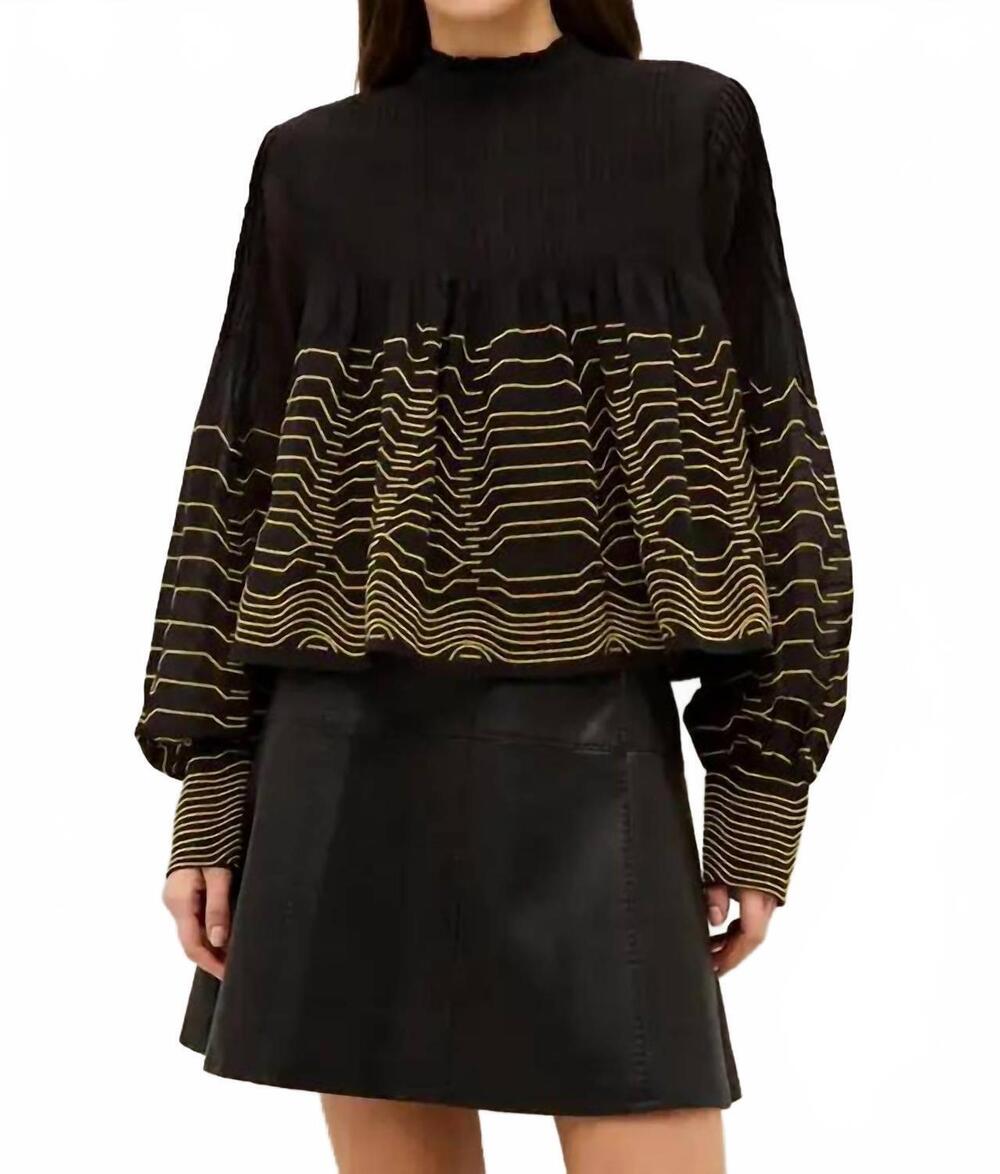 NEW MARIE OLIVER melrose pintuck pleated blouse in abyss